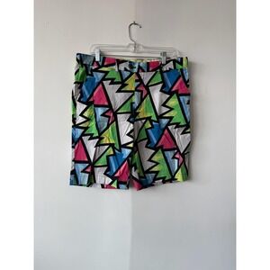 Loudmouth Golf Shorts 36 Multicolor Geometric Print Golf Casual Party Summer Fun